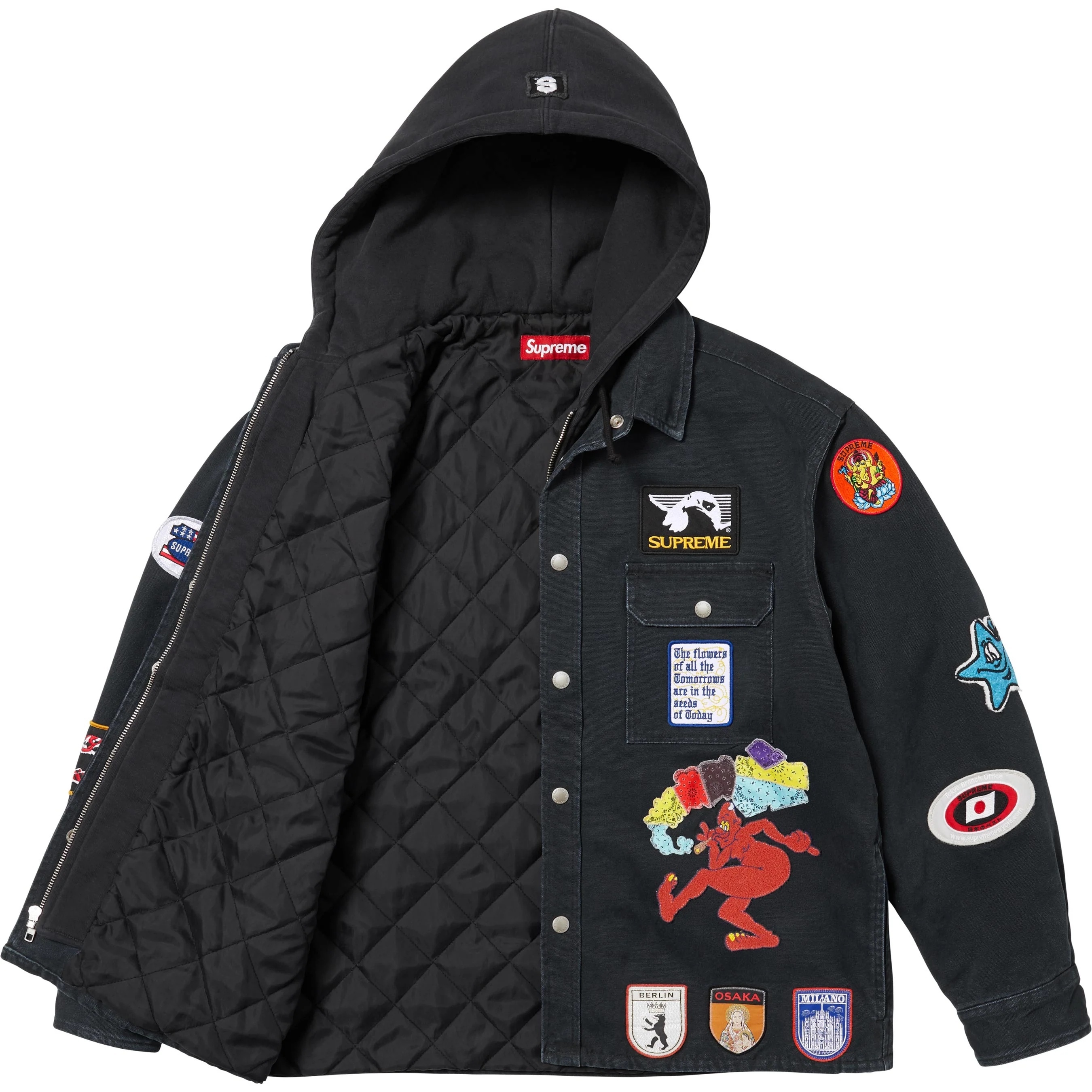 Patches Hooded Zip Up Shirt view 10